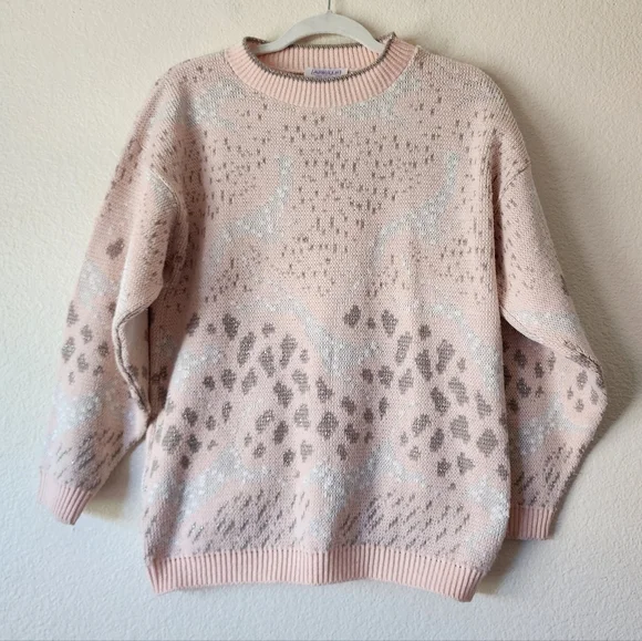 Vintage Arielle Light Pink Print Crew Neck Sweater - Picture 2 of 6